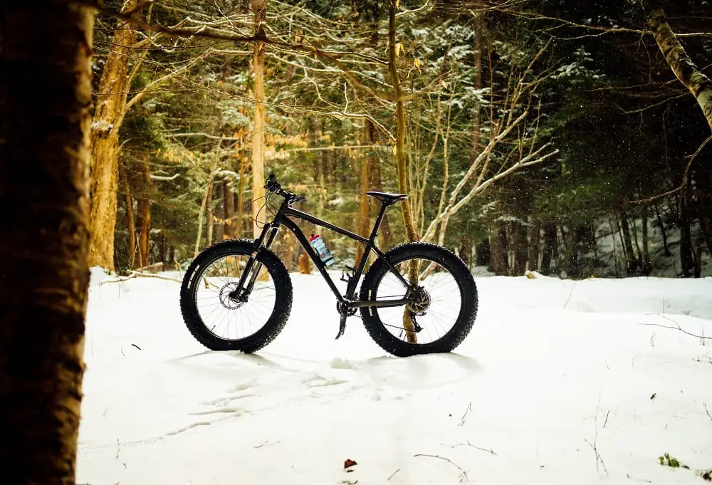 black fat bike on snow