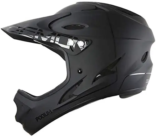 demon united podium full face mountain bike helmet black color isolated on white background