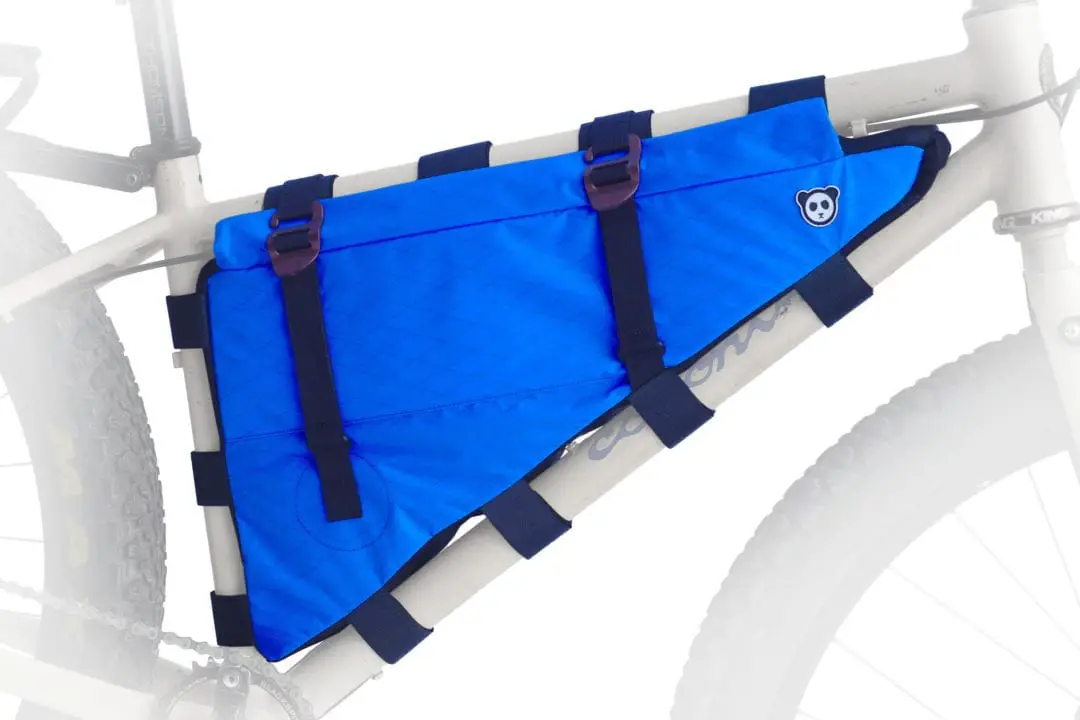 rogue panda roll top bike frame bag blue color