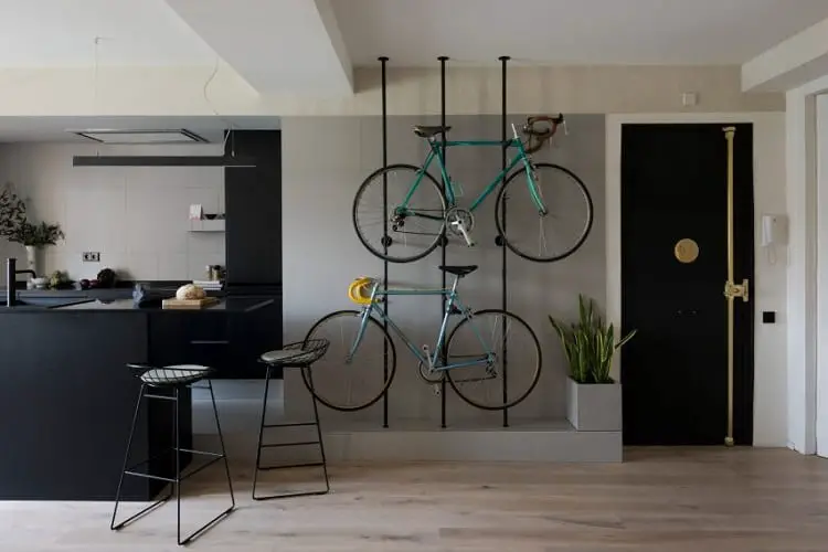 bikes on horizontal wall