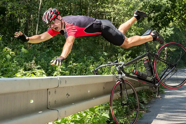 Cyclist falling from cycling