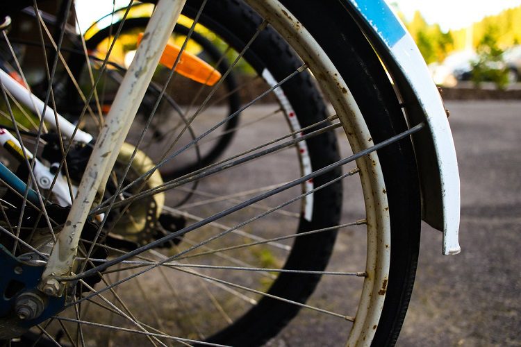 Rusty bicycle wheel